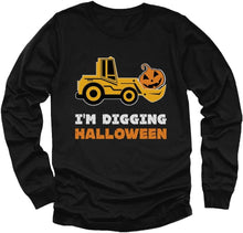 Load image into Gallery viewer, Construction Bulldozer I&#39;M Digging Halloween Pumpkin Face Tractor Girls Boys Toddler Kids Long Sleeve T-Shirt
