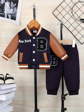 Load image into Gallery viewer, Baby Boys’ Monogram Baseball Jacket &amp; Pants Set
