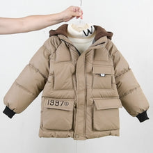 Load image into Gallery viewer, Boys’ 1997 Vintage Fleece-Lined Hooded Winter Coat
