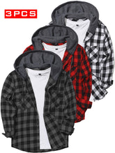 Load image into Gallery viewer, 3-Pack Flannel Hoodie Shirts
