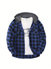 Load image into Gallery viewer, Hooded Plaid Shirt Jacket

