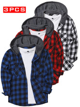 Load image into Gallery viewer, 3-Pack Flannel Hoodie Shirts
