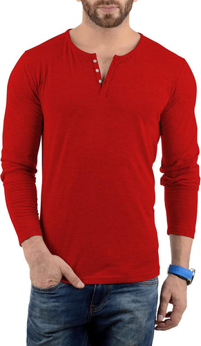 Long Sleeve Henley Shirts for Men - Stylish Casual Fashion Full Sleeves T-Shirts