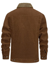 Load image into Gallery viewer, Men's Cotton Cargo Button Lapel Jacket Thermal Lined Casual Fashion Coat With Multi Pockets High-Quality Corduroy Fabric Comfy Lightweight Long Sleeves Jackets For Fall And Winter Daliy Clothing Daliy Trucker Coat For Busines
