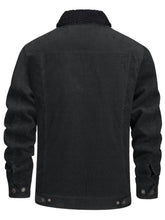Load image into Gallery viewer, Men's Cotton Cargo Button Lapel Jacket Thermal Lined Casual Fashion Coat With Multi Pockets High-Quality Corduroy Fabric Comfy Lightweight Long Sleeves Jackets For Fall And Winter Daliy Clothing Daliy Trucker Coat For Busines
