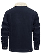 Load image into Gallery viewer, Men's Cotton Cargo Button Lapel Jacket Thermal Lined Casual Fashion Coat With Multi Pockets High-Quality Corduroy Fabric Comfy Lightweight Long Sleeves Jackets For Fall And Winter Daliy Clothing Daliy Trucker Coat For Busines
