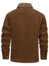 Load image into Gallery viewer, Men's Cotton Cargo Button Lapel Jacket Thermal Lined Casual Fashion Coat With Multi Pockets High-Quality Corduroy Fabric Comfy Lightweight Long Sleeves Jackets For Fall And Winter Daliy Clothing Daliy Trucker Coat For Busines

