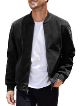 Load image into Gallery viewer, Men’s Vintage Suede-Style Varsity Bomber Jacket
