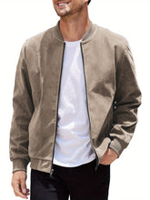Load image into Gallery viewer, Men’s Vintage Suede-Style Varsity Bomber Jacket

