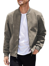 Load image into Gallery viewer, Men’s Vintage Suede-Style Varsity Bomber Jacket
