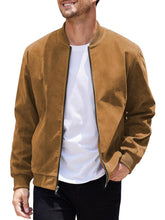 Load image into Gallery viewer, Men’s Vintage Suede-Style Varsity Bomber Jacket

