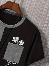 Load image into Gallery viewer, Men’s Rose Color-Block Print T-Shirt
