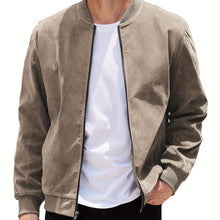 Load image into Gallery viewer, Men’s Vintage Suede-Style Varsity Bomber Jacket
