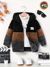 Load image into Gallery viewer, Color-Block Fleece-Lined Winter Hooded Jacket
