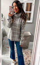 Load image into Gallery viewer, Women Fall Pullover Sweater Turtleneck Plaid Long Sleeve Loose Casual Chunky Checked Knit Winter Sweaters Jumper Tops
