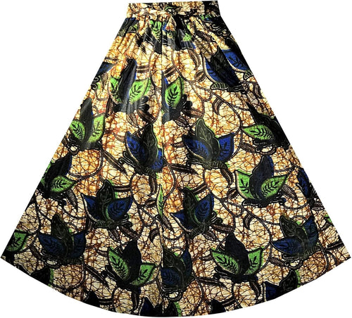 Decora Apparel African Print Women Dashiki Maxi Skirt with Tribal Scarf Pockets Elastic High Waist One Size Plus