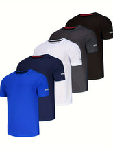 Load image into Gallery viewer, 5 Pack Men T-Shirts Gym T-Shirts For Men Muscle Men's T-Shirts Fitness Shirts For Men Athletic T-Shirts Breathable Activewear Shirts Work Shirt Shirts Multipack Shirts For Cycling
