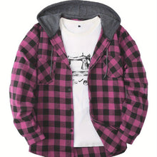 Load image into Gallery viewer, Hooded Plaid Shirt Jacket
