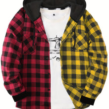 Load image into Gallery viewer, Hooded Plaid Shirt Jacket

