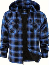 Load image into Gallery viewer, Men’s Heavyweight Plaid Hooded Winter Jacket – 2-Piece Set
