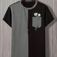 Load image into Gallery viewer, Men’s Rose Color-Block Print T-Shirt
