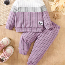 Load image into Gallery viewer, Baby Girl Color-Block Knit Two-Piece Winter Set
