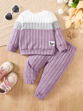 Load image into Gallery viewer, Baby Girl Color-Block Knit Two-Piece Winter Set
