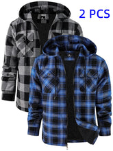 Load image into Gallery viewer, Men’s Heavyweight Plaid Hooded Winter Jacket – 2-Piece Set
