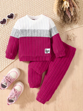 Load image into Gallery viewer, Baby Girl Color-Block Knit Two-Piece Winter Set

