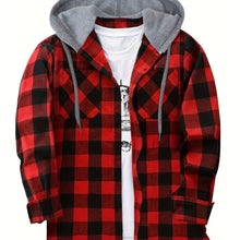 Load image into Gallery viewer, Hooded Plaid Shirt Jacket
