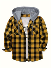 Load image into Gallery viewer, Hooded Plaid Shirt Jacket
