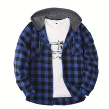 Load image into Gallery viewer, Hooded Plaid Shirt Jacket

