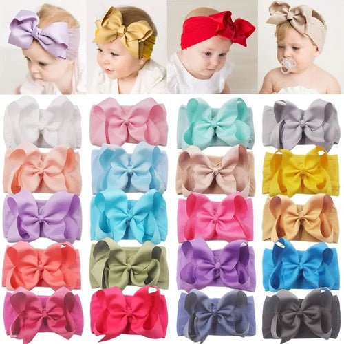 20 Pieces 6 Inch Soft Elastic Nylon Headbands Hair Bows Headbands Hairbands for Baby Girl Toddlers Infants Newborns