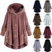 Load image into Gallery viewer, Winter Coats for Women,Womens Sweaters Plush Hooded Cardigan Long Sleeve Hoodies Button Fall Jacket with Pocket
