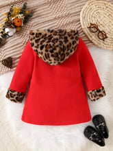 Load image into Gallery viewer, Girls’ Cozy Leopard-Print Fleece Hooded Winter Jacket

