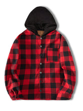 Load image into Gallery viewer, Men’s Fleece-Lined Plaid Hooded Flannel Jacket
