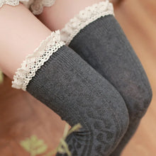 Load image into Gallery viewer, Fashion Slim Stocking Women Warmer Twist Full Cotton Knee Socks Jacquard High Lace Splicing Socks Tube Socks Knee Socks
