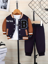 Load image into Gallery viewer, Baby Boys’ Monogram Baseball Jacket &amp; Pants Set
