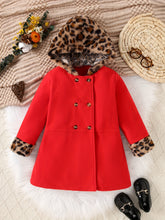 Load image into Gallery viewer, Girls’ Cozy Leopard-Print Fleece Hooded Winter Jacket
