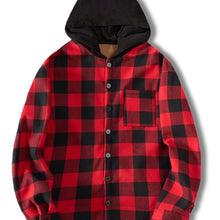 Load image into Gallery viewer, Men’s Fleece-Lined Plaid Hooded Flannel Jacket
