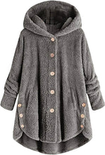 Load image into Gallery viewer, Winter Coats for Women,Womens Sweaters Plush Hooded Cardigan Long Sleeve Hoodies Button Fall Jacket with Pocket
