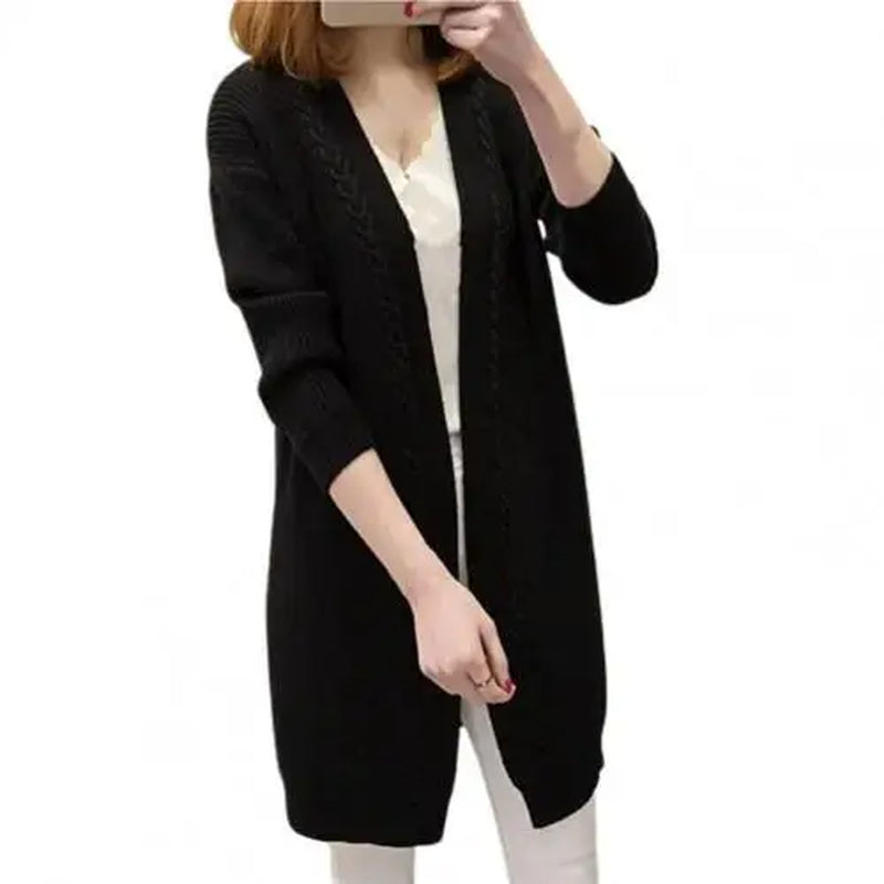 Skin-Friendly Fashion Twist Edge Long Women Cardigan Autumn Winter Sweater Cardigan V-Neck Outerwear