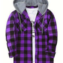 Load image into Gallery viewer, Hooded Plaid Shirt Jacket
