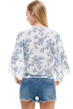 Load image into Gallery viewer, LONG SLEEVE SURPLICE FLORAL TOP
