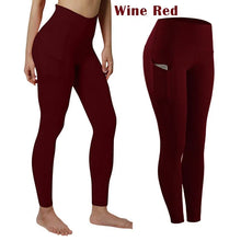 Load image into Gallery viewer, High Waist Elastic Workout Women Yoga Leggings Tummy Control Ruched Booty With Pocket Pants Seamless Gym Compression Tights
