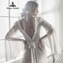 Load image into Gallery viewer, Boho Lace V Neck Wedding Gown
