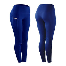 Load image into Gallery viewer, Women Yoga Leggings Sexy Solid High Waist Pocket Elastic  Tummy Control Ruched Booty Pants Casual Gym Compression Tights Pants
