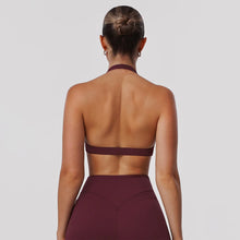 Load image into Gallery viewer, Women Fitness Gym Bra Twist Halter Backless Training Top Wear V-Neck Padded Solid Color Yoga Casual Sporty Bra
