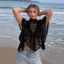 Load image into Gallery viewer, Women's Lace Halter Top Tank Tops Women Top Backless Top Sheer Floral Ruffle Blouse Casual Summer Streetwear Fashion Female Slim
