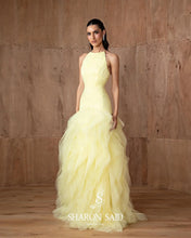Load image into Gallery viewer, Yellow Halter Satin Evening Gown

